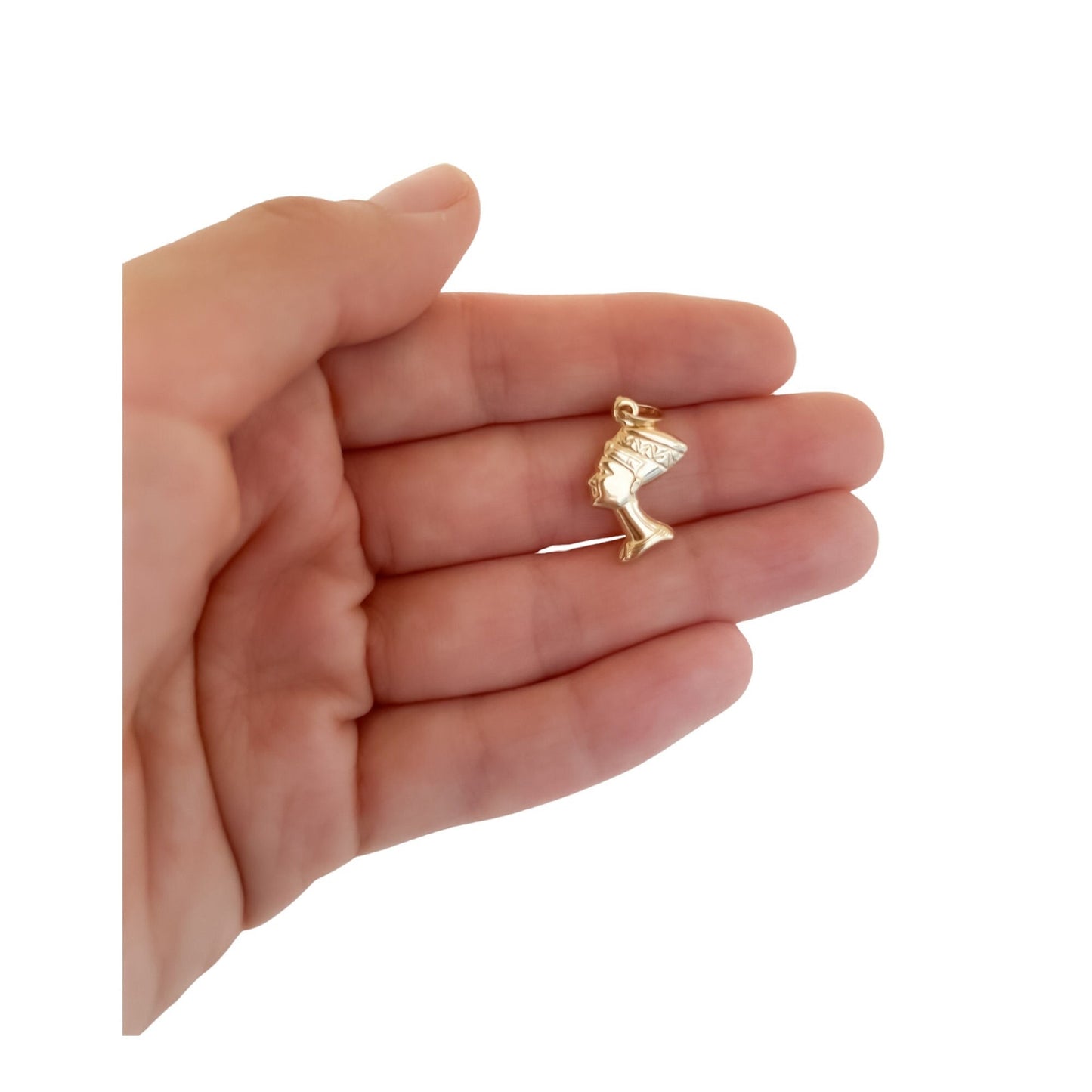 Nefertiti 3D pendant 14k yellow large gold Egyptian goddess pendant Nefertiti solid gold queen charm pendant for him Egyptian queen charm