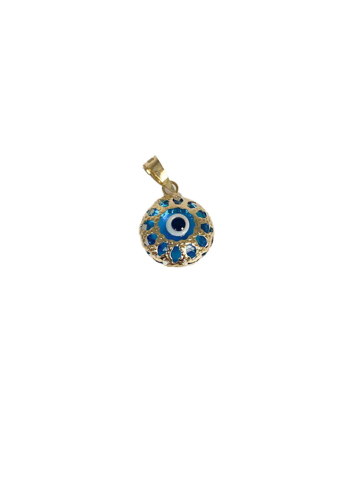 14K Gold Greek Evil Eye Pendant Blue Murano Protection and Good Luck Charm Evil eye ocean blue pendant Filigree blue evil eye pendant amulet