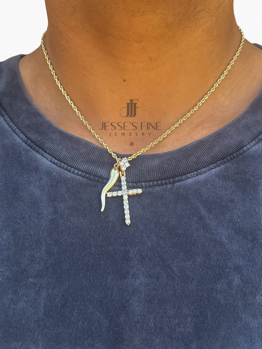 Italian cornicello gold for him horn pendant horn 14k gold long Italian cornicello pendant gold cornicello charm gift for him horn charm