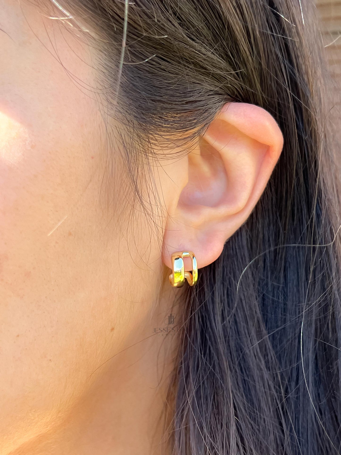 Mixed metal small hoop two tone silver and gold hoop two tone open hoop gift for friend mixed metal hoops gold plated mini open hoop