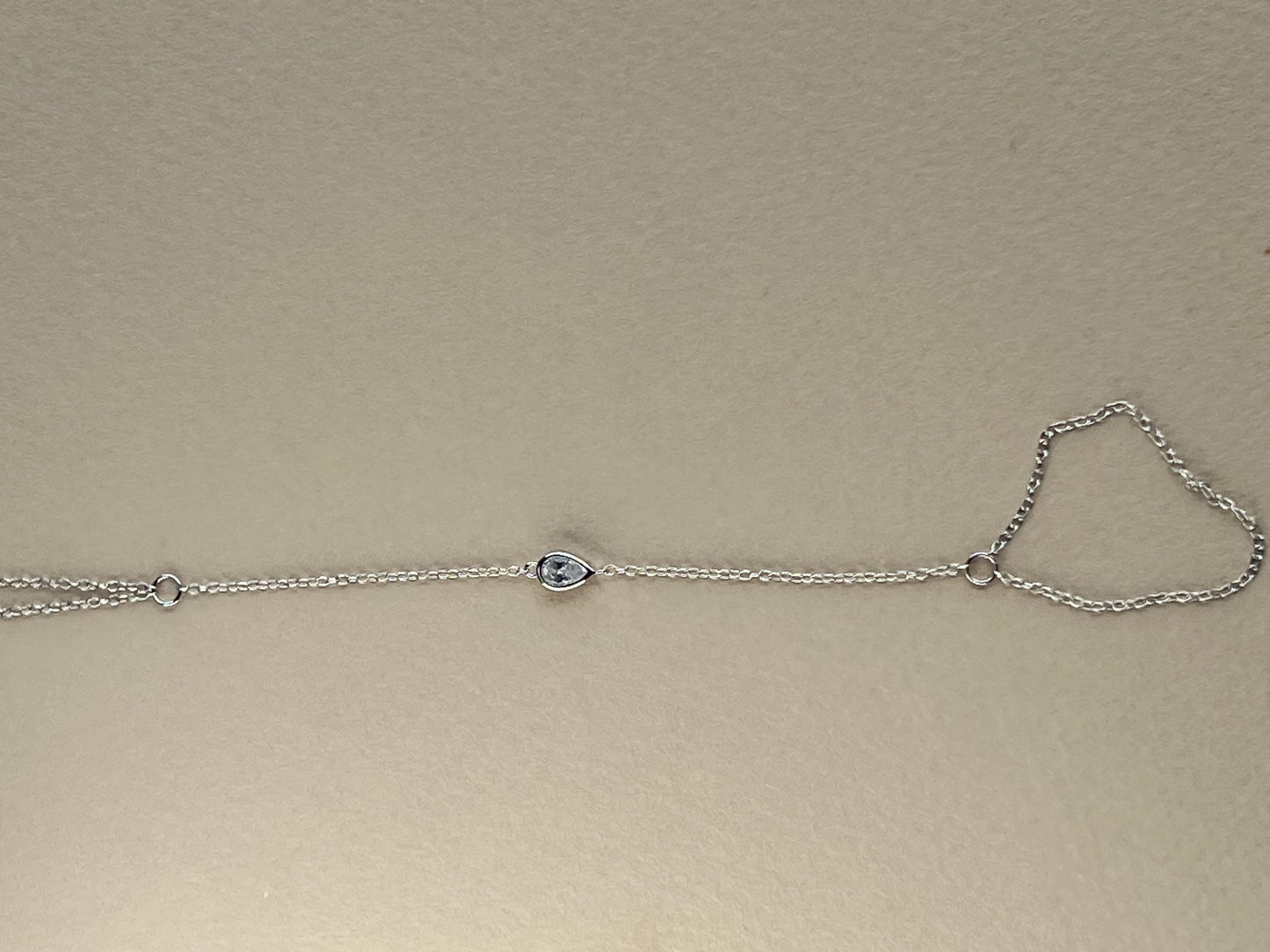 Sterling silver dainty pear stone handchain bracelet CZ wrap silver hand chain bracelet trendy hand chain bracelet gift for girl bezel pear