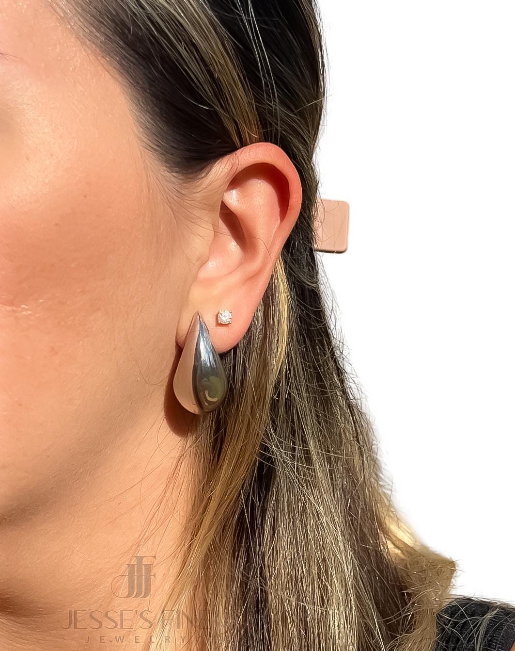 Silver drop dupe silver earring mini puff teardrop earring statement large statement earring gift for her large puff teardrop sterlingsilver