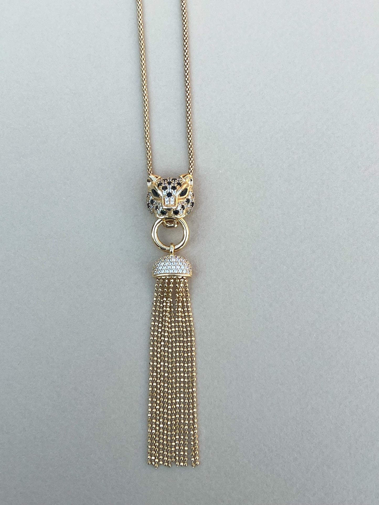 Jaguar statement dangle necklace silver panthere dangle statement necklace gold plated jaguar necklace gift for her statement necklace