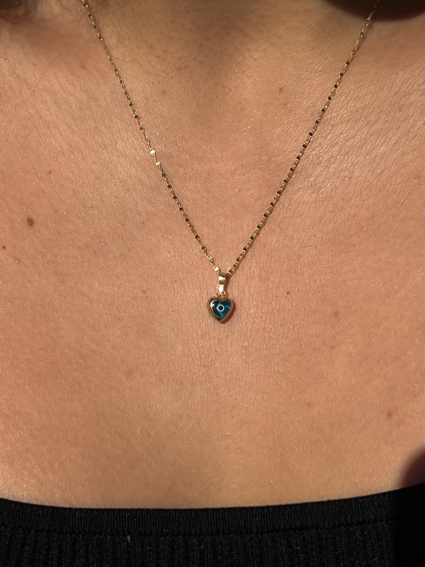 Dainty heart evil eye pendant turquoise real 10k gold evil eye heart shaped charm pendant gift for hernprotection evil eye charm amulet eye