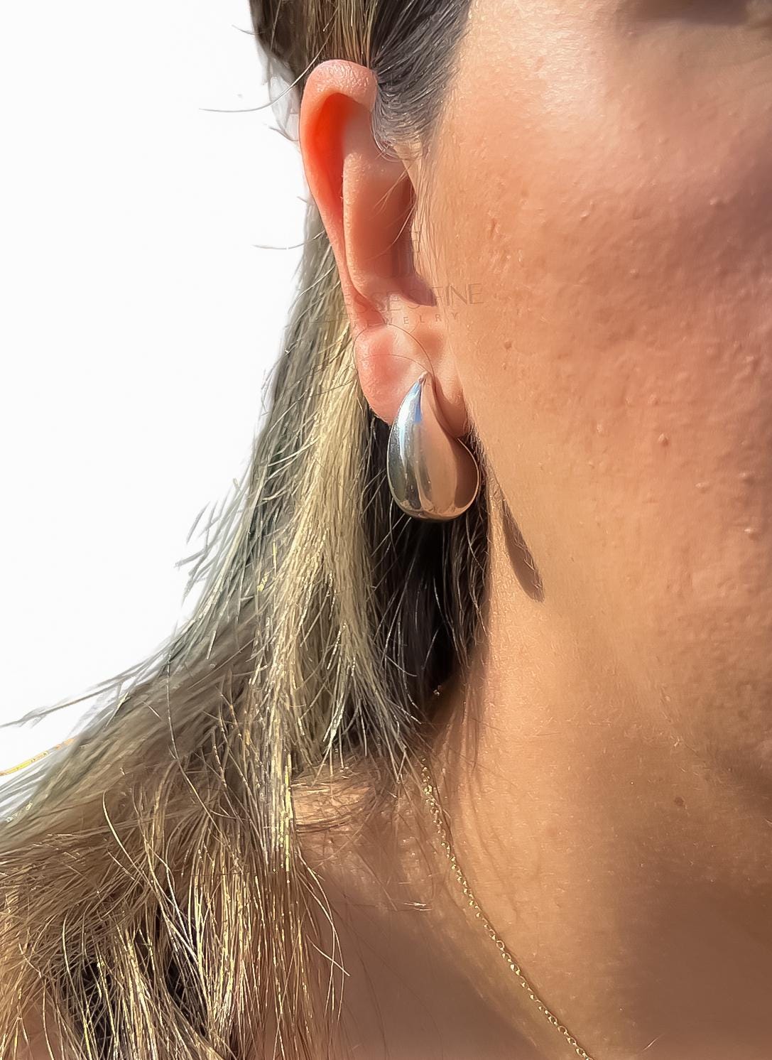Silver drop dupe silver earring mini puff teardrop earring statement large statement earring gift for her large puff teardrop sterlingsilver