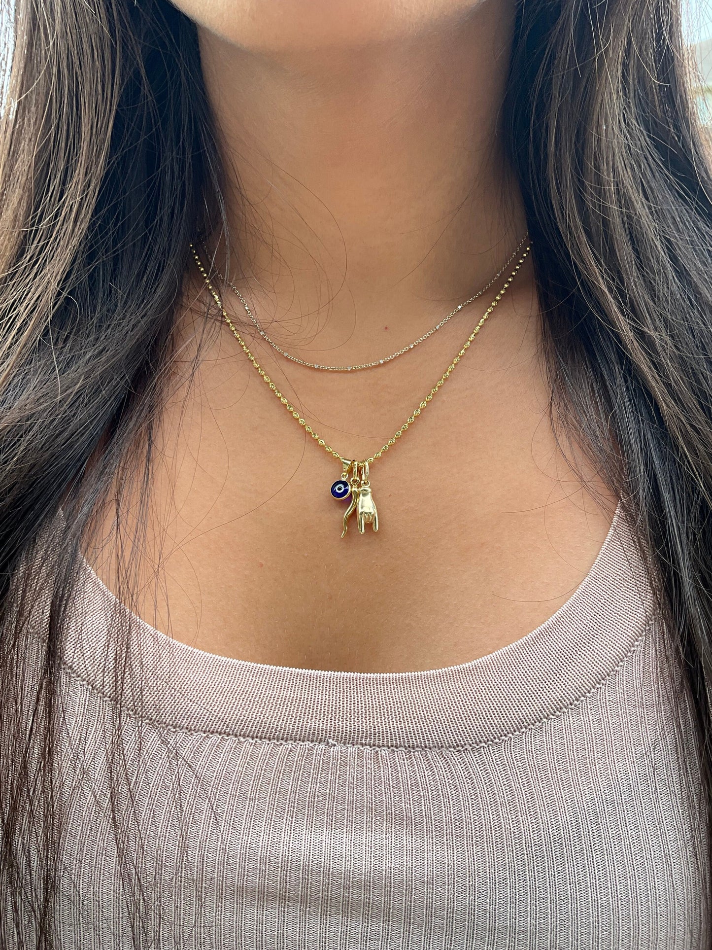 Mano Cornuto italian Charm Gold Hand Real Gold Italian Charm good luck charm Malocchio hand charm Italian superstition luck charm gift