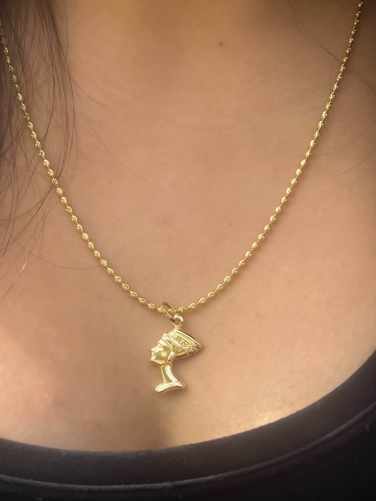 Nefertiti 3D pendant 14k yellow large gold Egyptian goddess pendant Nefertiti solid gold queen charm pendant for him Egyptian queen charm