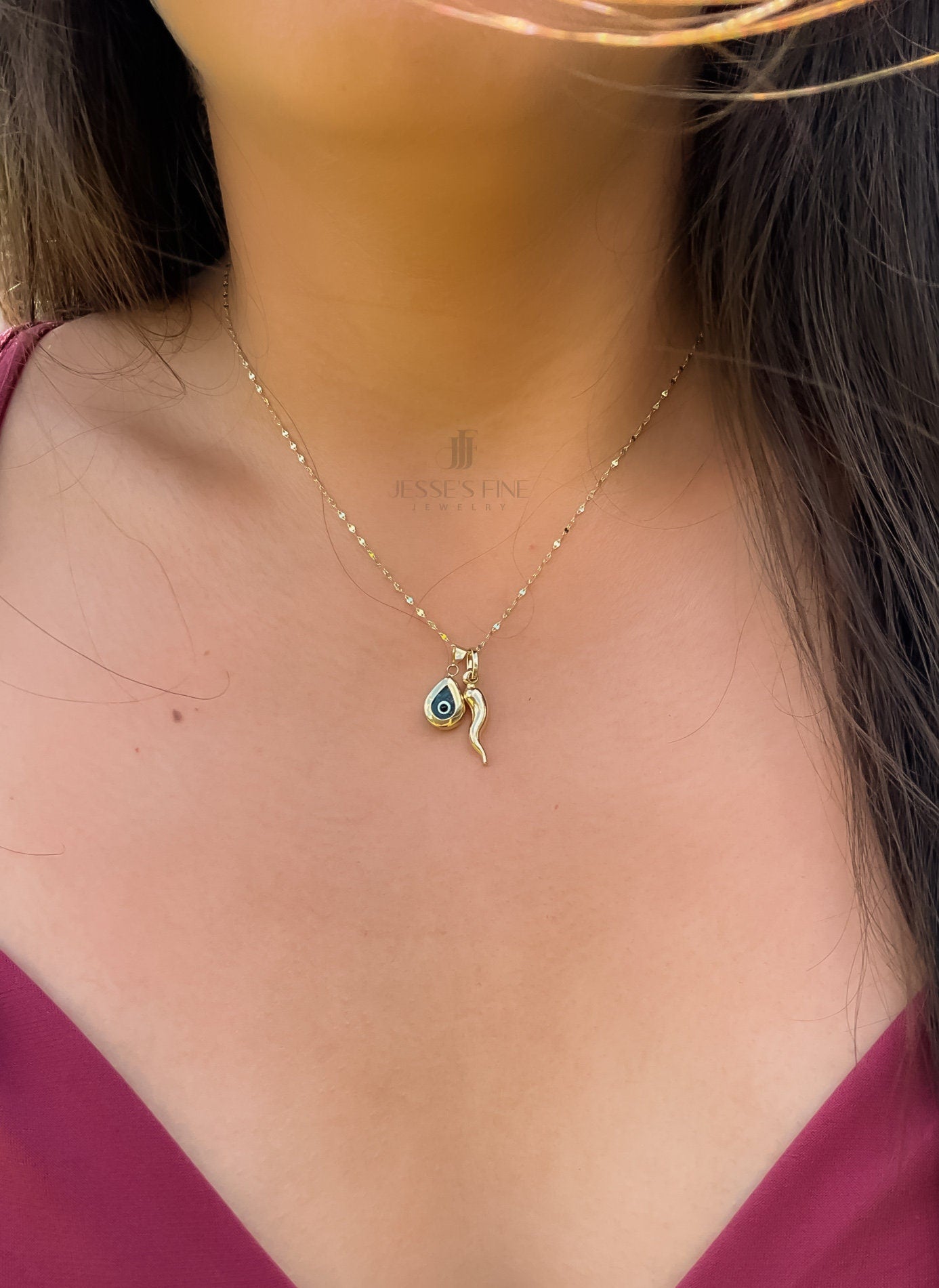 Dainty evil eye teardrop pendant with blue glass evil eye tiny teardrop pendant evil eye protection jewerly evil eye amulet gift for friend