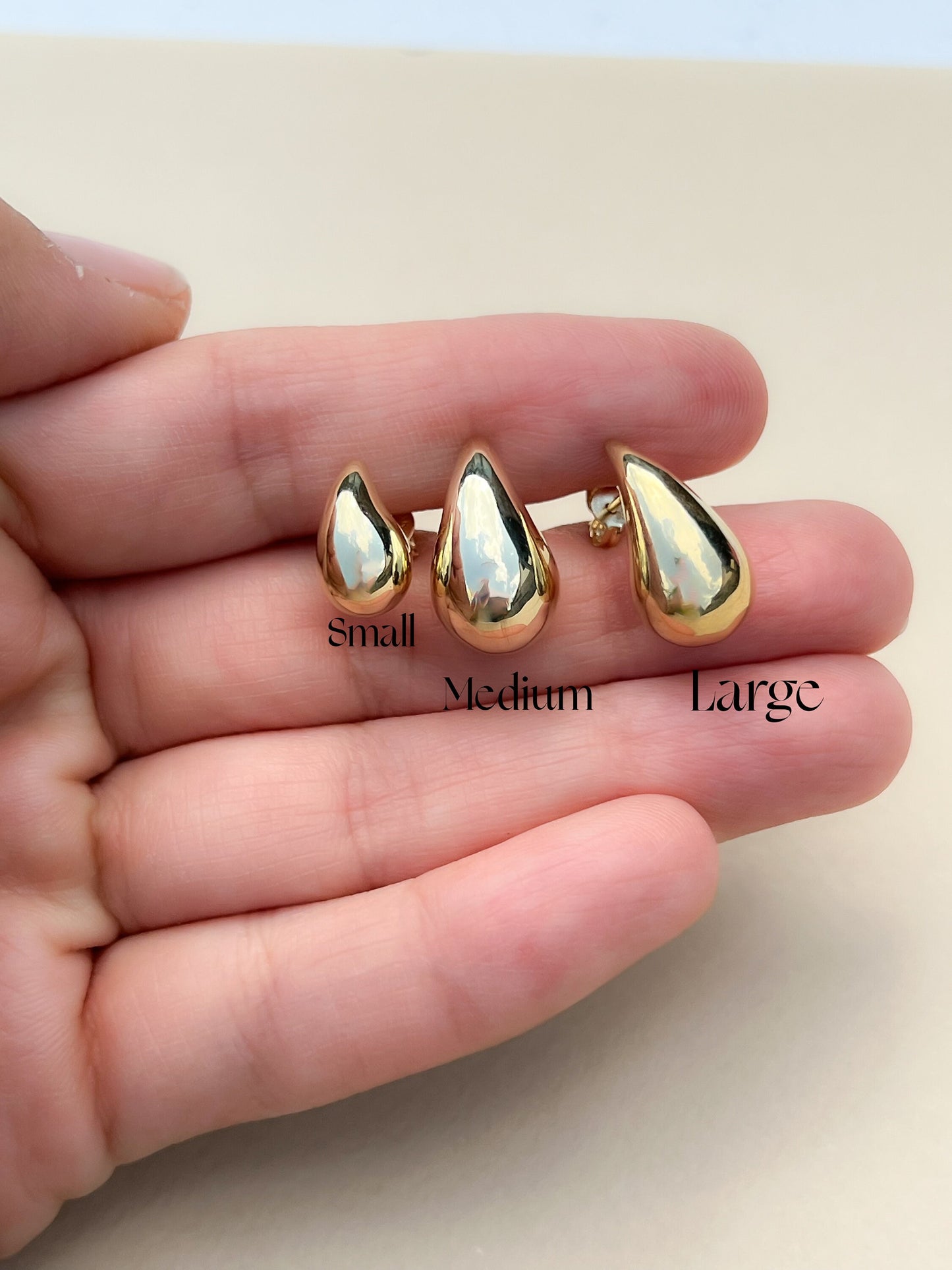 Gold Dupe teardrop earring 14k gold dome trendy hoop earring statement earring real gold dome statement earring gift for her gift for friend