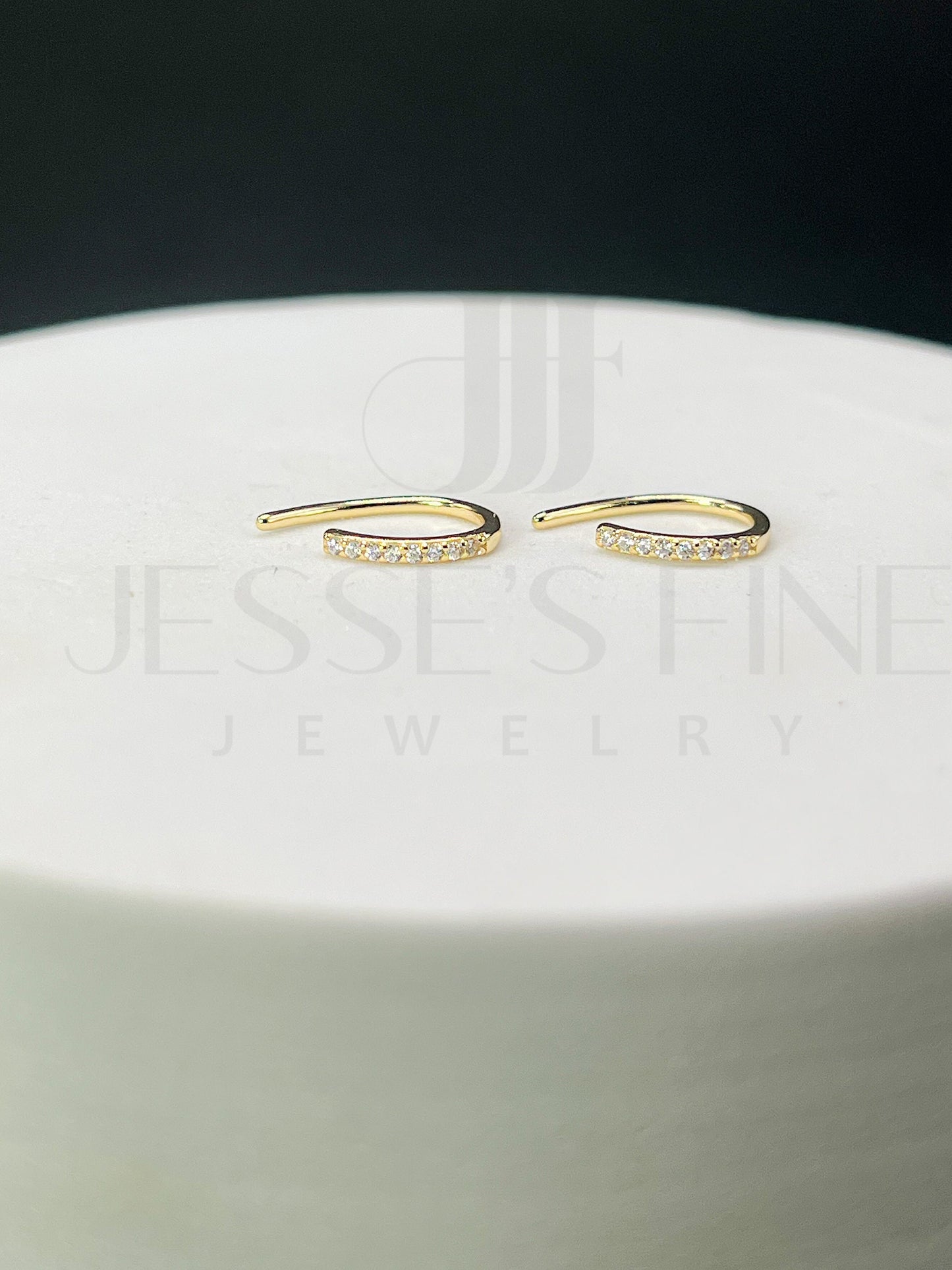 Dainty threader Earrings Dainty CZ stone Arc Wire Earrings Minimalist Earrings curated earring gift for her dainty earrings open hoop tiny