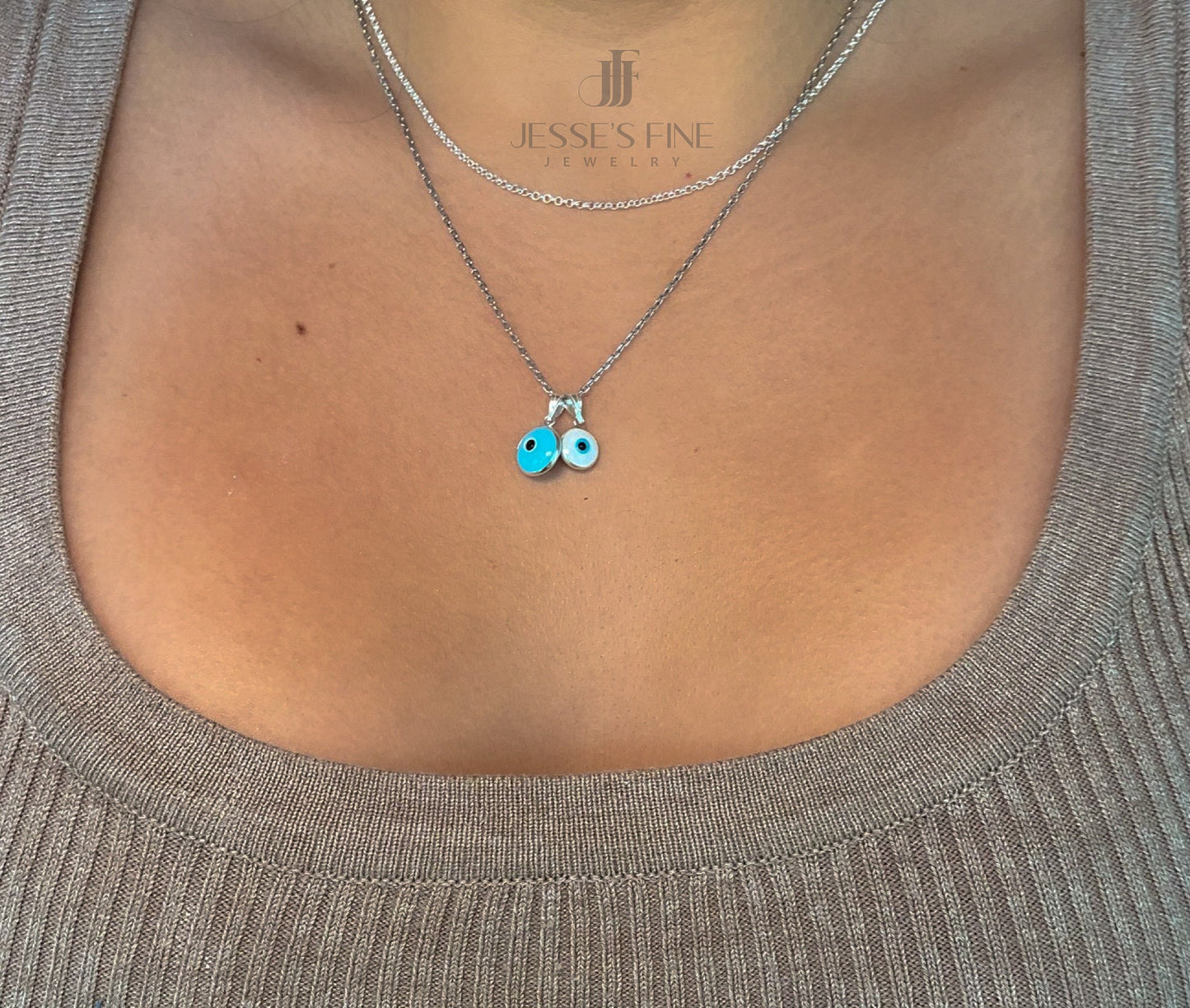 Bezel round dainty white Evil Eye puffed Pendant silver and gold plated Good Luck Round Protection Jewelry dainty Pendant amulet charm
