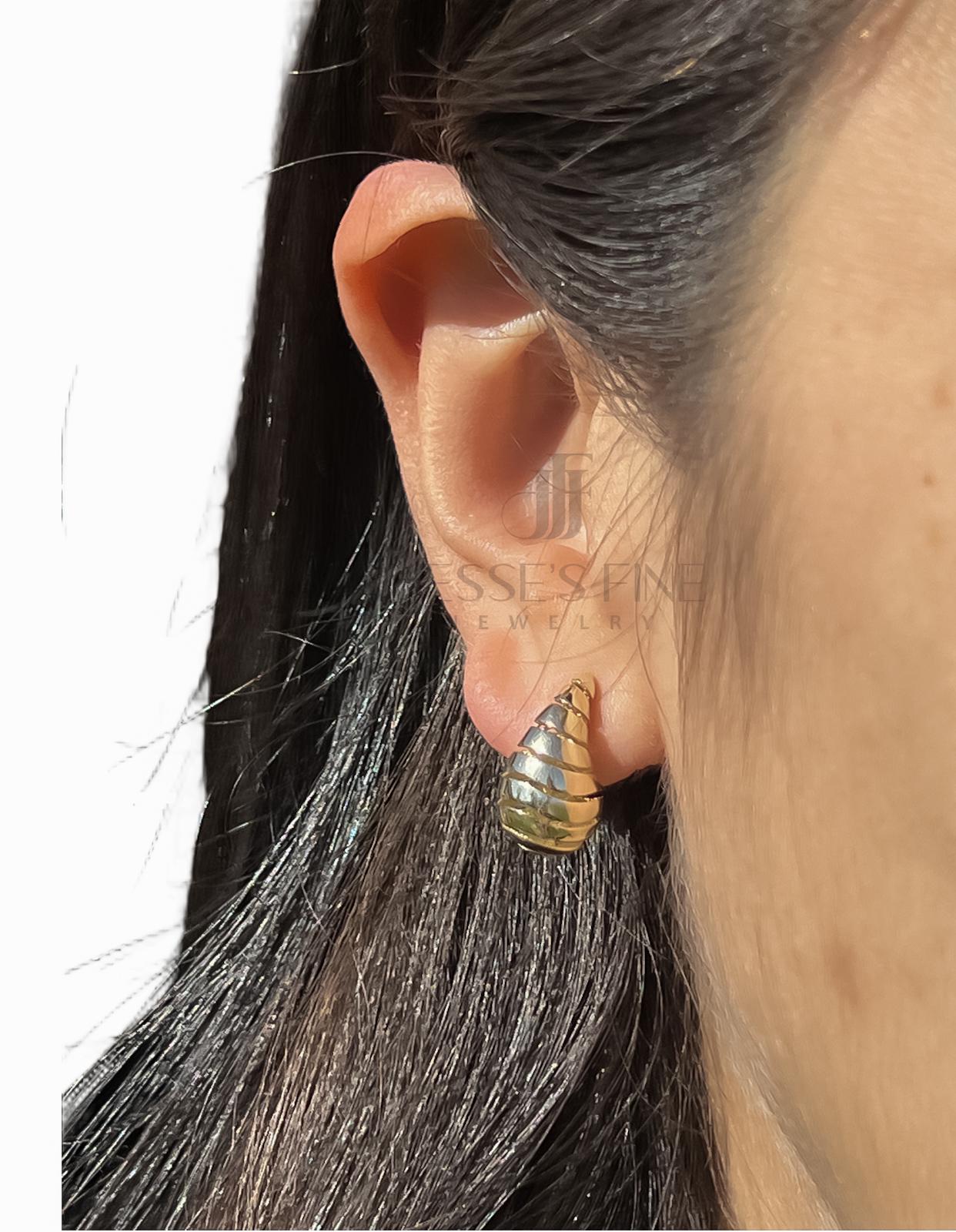 Gold Teardrop cut out dupe earrings 14k gold chunky dome trendy hoop earring statement earring real gold statement earring gift for her