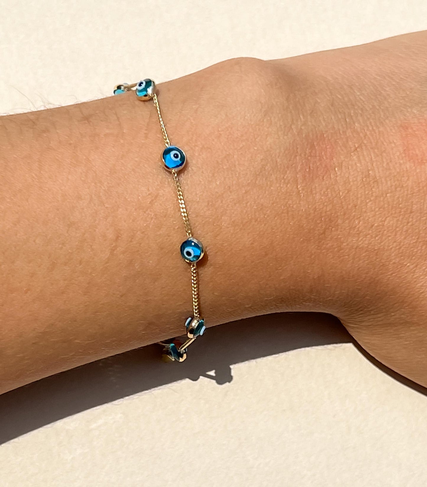 Dainty real gold Evil Eye Bracelet Tennis Bracelet 10k gold Bracelet Evil Eye Dainty Evil Eye Charm Bracelet for her evil eye stacking