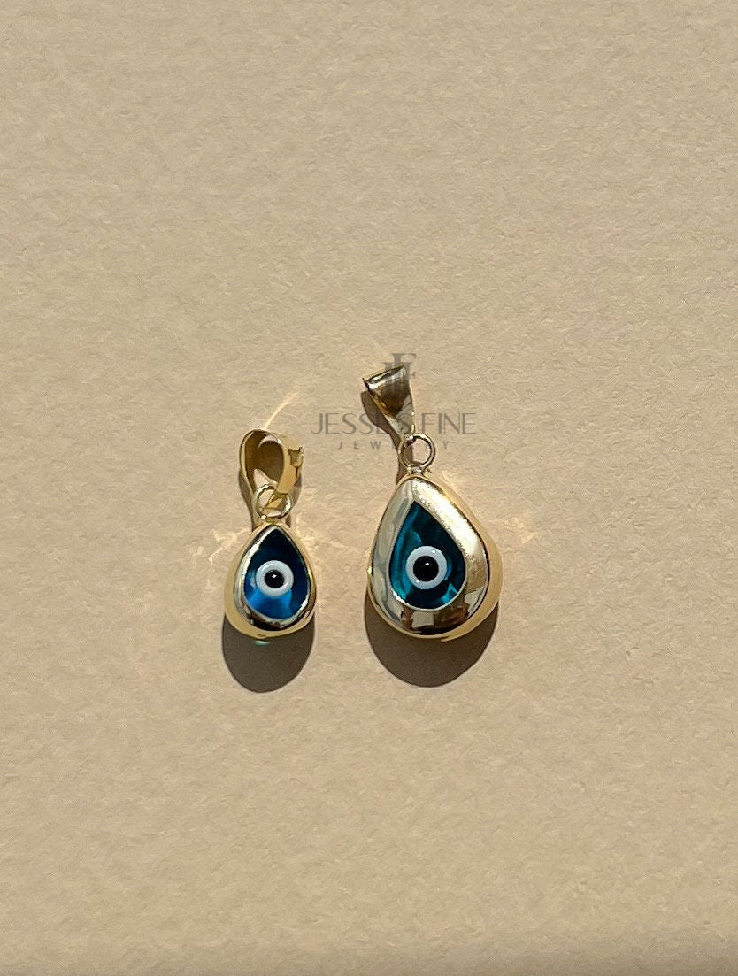Dainty evil eye teardrop pendant with blue glass evil eye tiny teardrop pendant evil eye protection jewerly evil eye amulet gift for friend