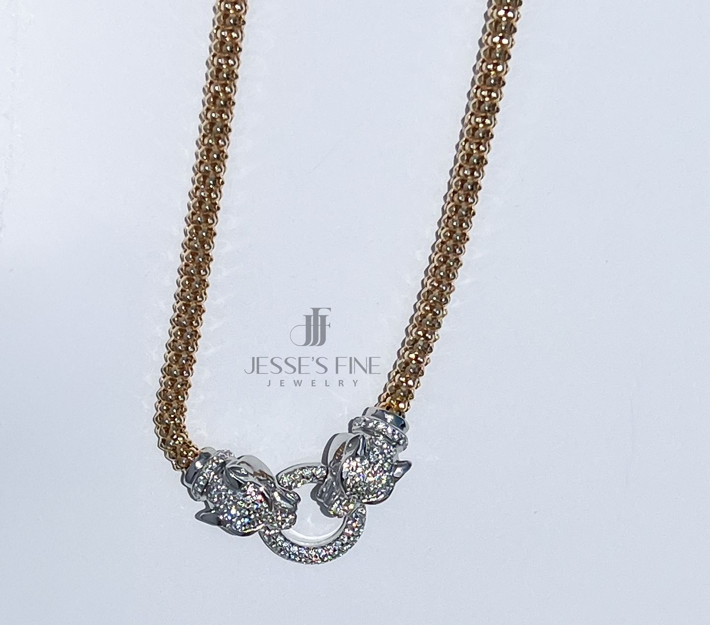 Double Panther necklace gold and silver jaguar Jewelry cz Necklace Jewelry statement necklace gift for her silver statement jaguar chain
