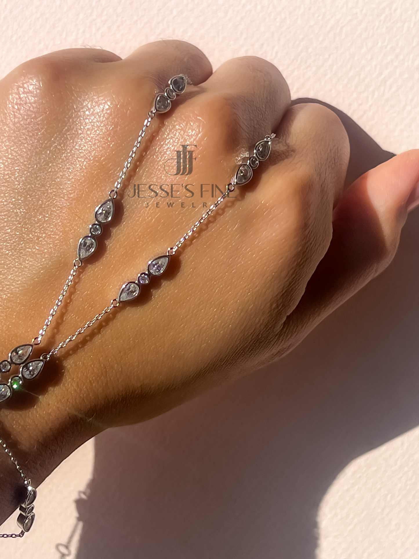 Pear bezel handchain bracelet pear cz open bezel handchain bracelet trendy hand chain bracelet statement open handchain pear bezel for her