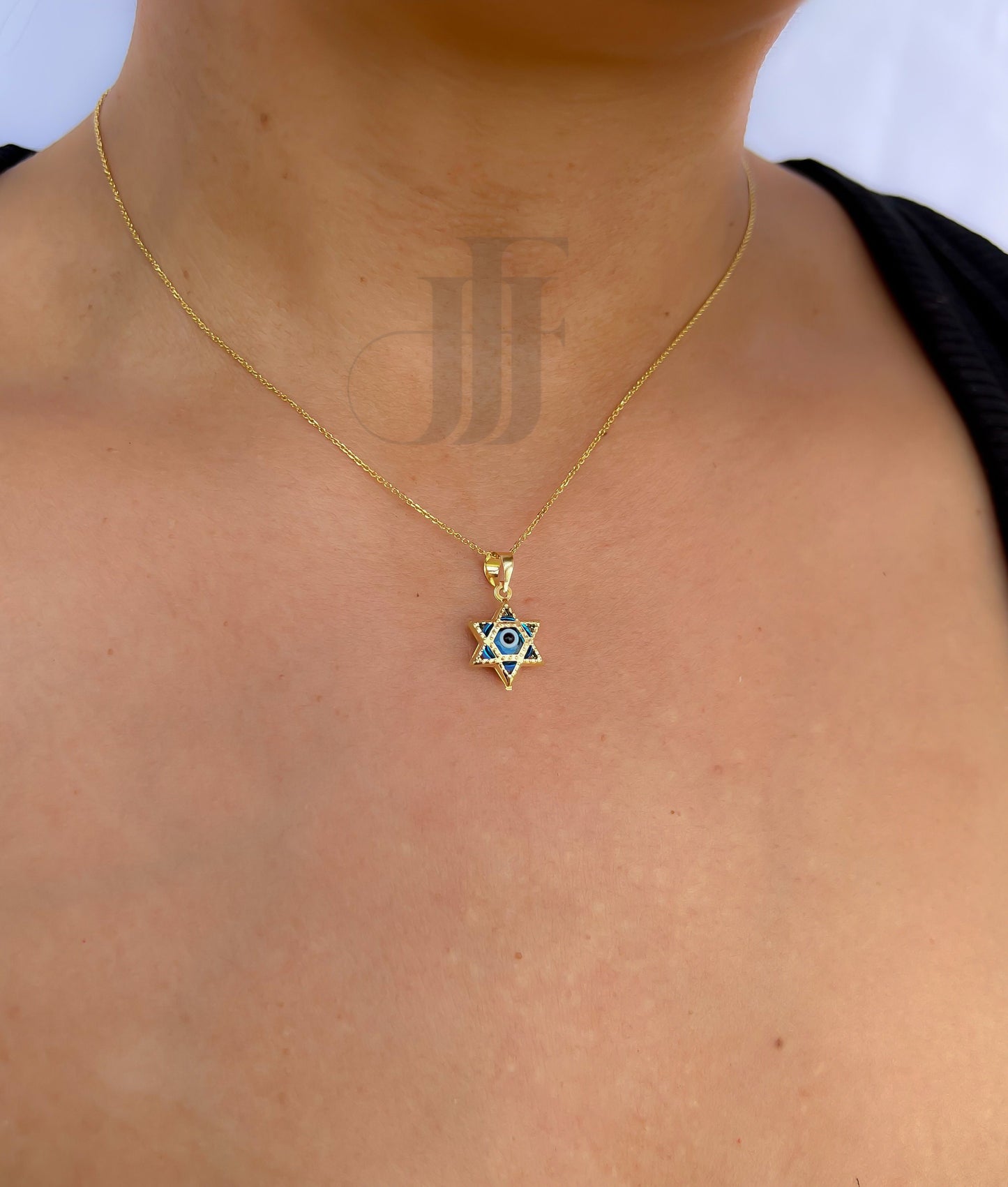 Gold Star of David pendant blue yellow gold Star of David Jewish star charm Bat Mitzvah Gift Evil eye David Mage pendant gift for her Jewish