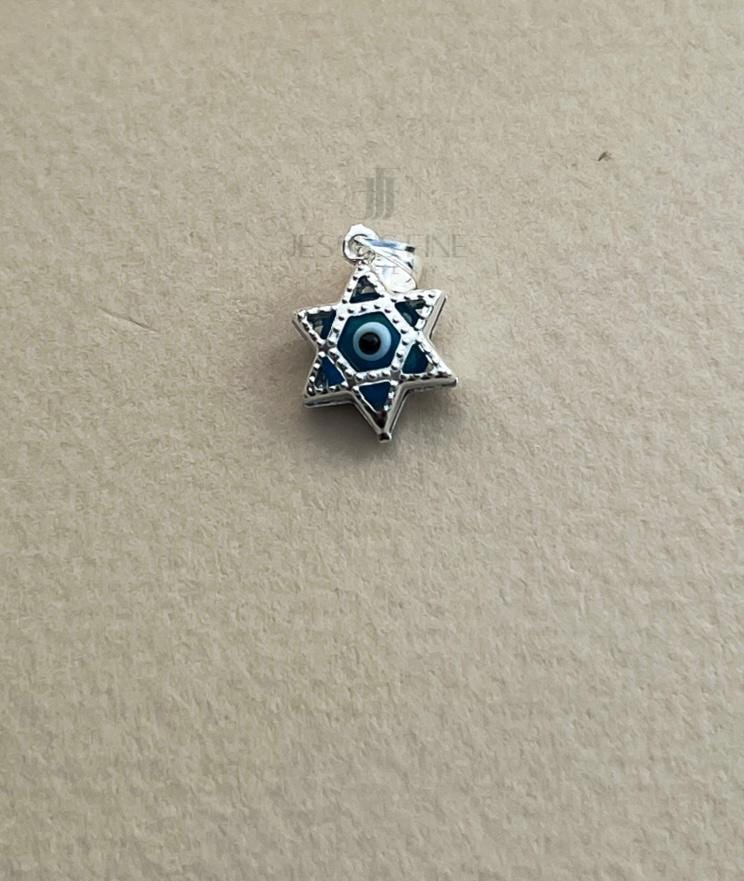 Collar necklace White Star of David pendant blue yellow gold Star of David Jewish star omega necklace Bat Mitzvah Evil eye David Magen gift