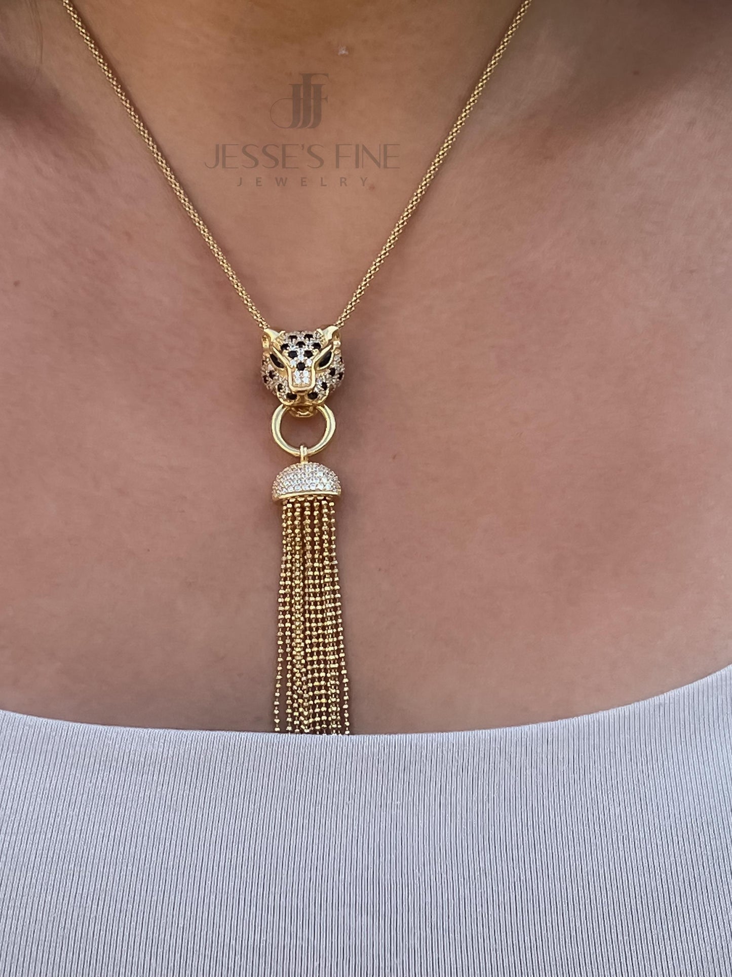 Panther statement dangle necklace silver jaguar dangle statement necklace silver green eye jaguar necklace gift for her statement necklace