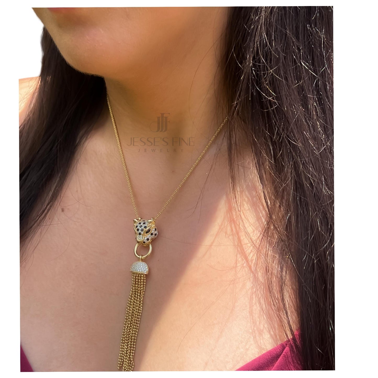 Jaguar statement dangle necklace silver panthere dangle statement necklace gold plated jaguar necklace gift for her statement necklace