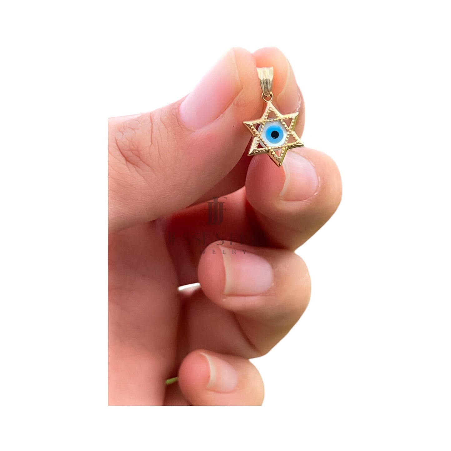 Star of David yellow gold pendant with light blue evil eye pendant amulet pendant Star of David pendant gift for Bar Mitzvah Gift judaica