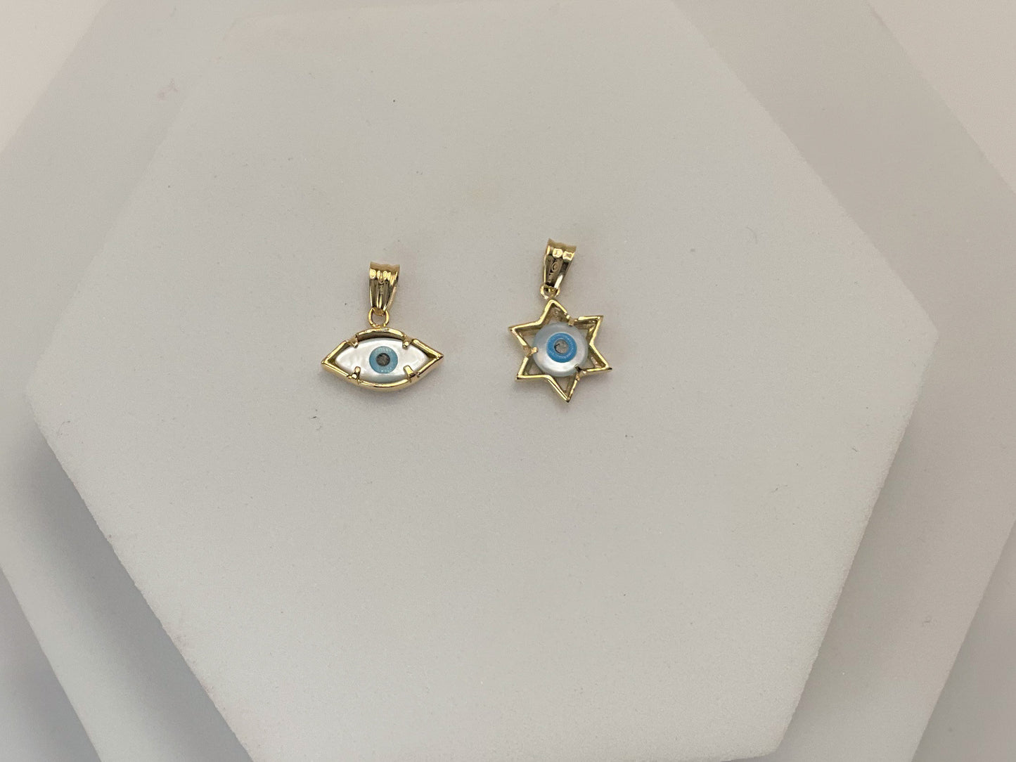 Star of David yellow gold pendant with light blue evil eye pendant amulet pendant Star of David pendant gift for Bar Mitzvah Gift judaica