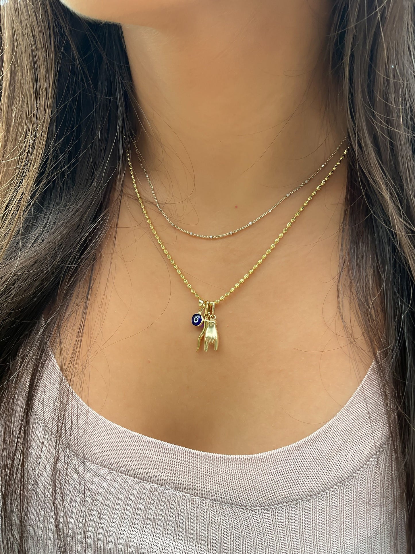 Dainty 10k yellow gold Italian cornilcello horn good luck charm dainty pepper pendant gold italian horn good luck gifts for him malocchio