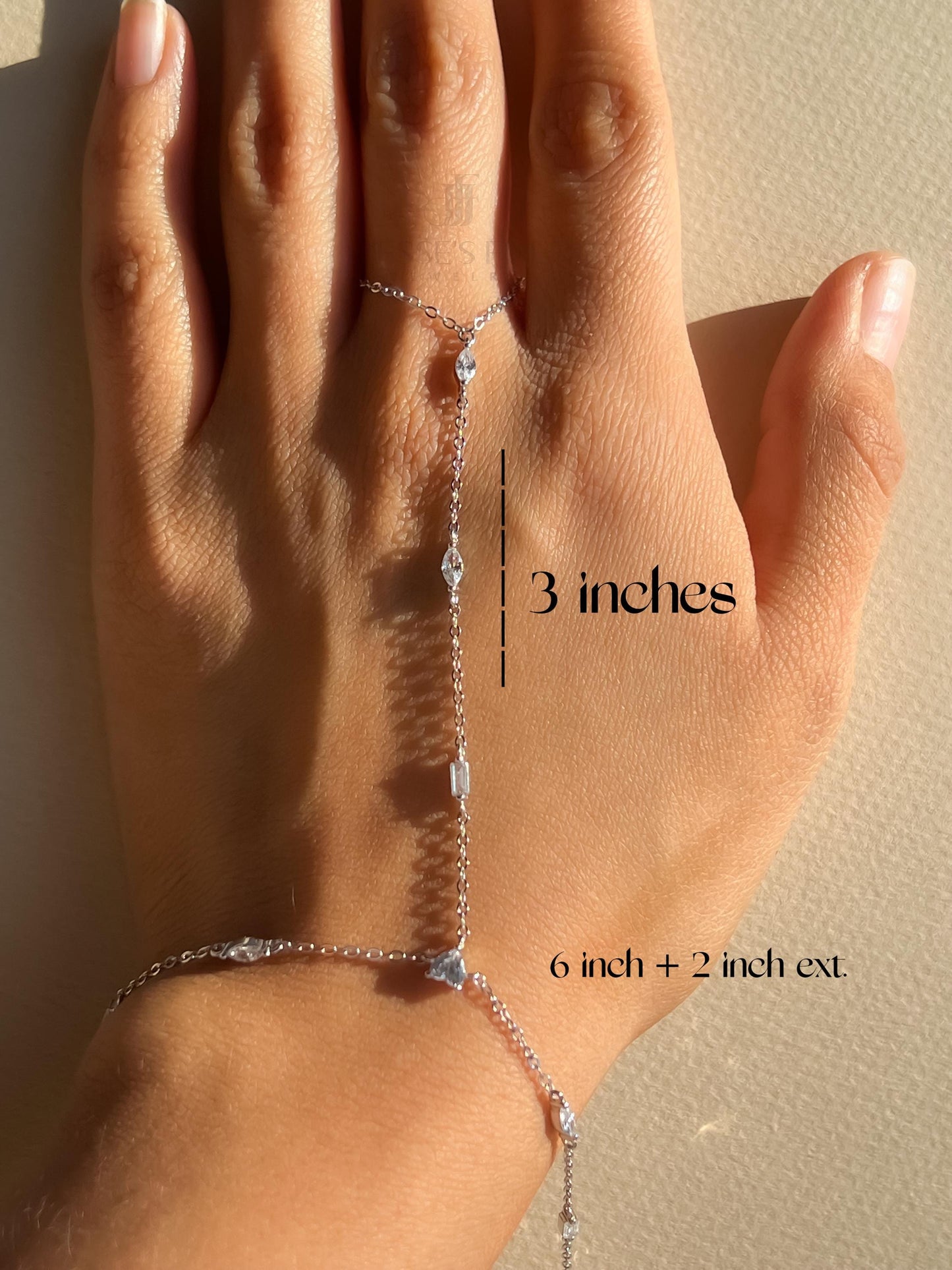 Gold dainty multi stone handchain bracelet CZ wrap sterling silver hand chain bracelet trendy hand bracelet chain trendy bracelet for her