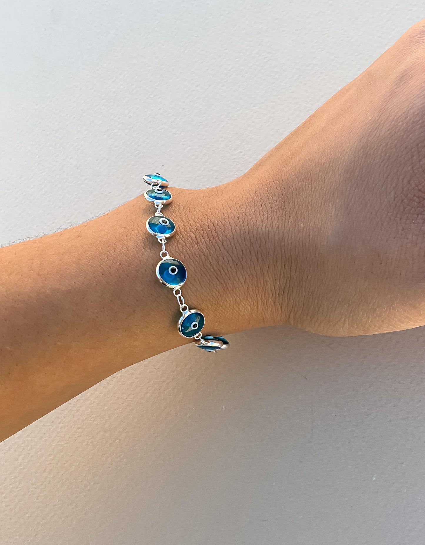 Silver Evil eye tennis bracelet all eyes tennis turquoise evil eye bracelet light blue evil eye bracelet protection evil eye bracelet gift
