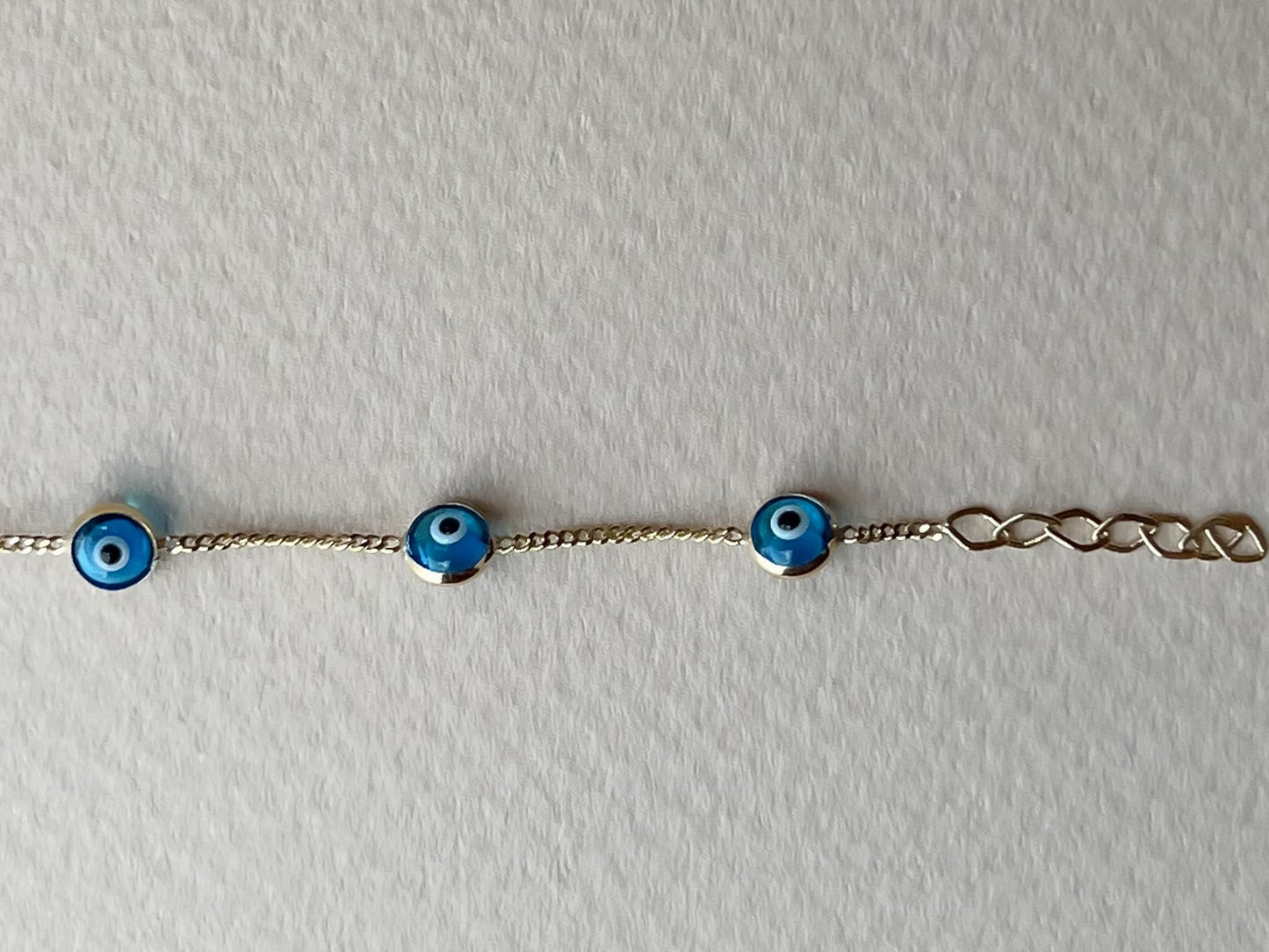 Dainty real gold Evil Eye Bracelet Tennis Bracelet 10k gold Bracelet Evil Eye  Dainty Evil Eye Charm Bracelet for her evil eye stacking
