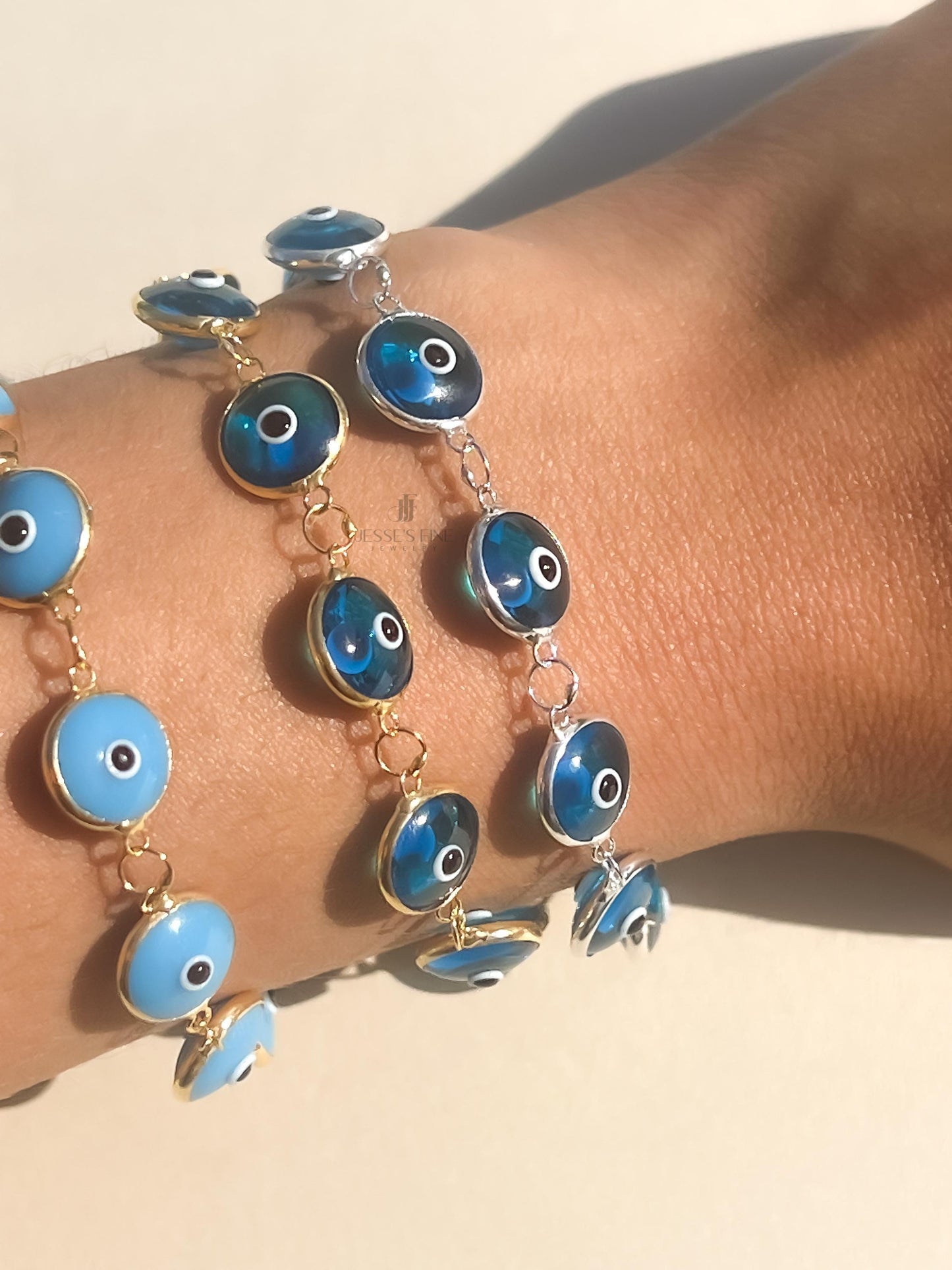 Blue Evil eye tennis bracelet gold plated tennis turquoise evil eye round glass light blue evil eye bracelet protection glass evil eye