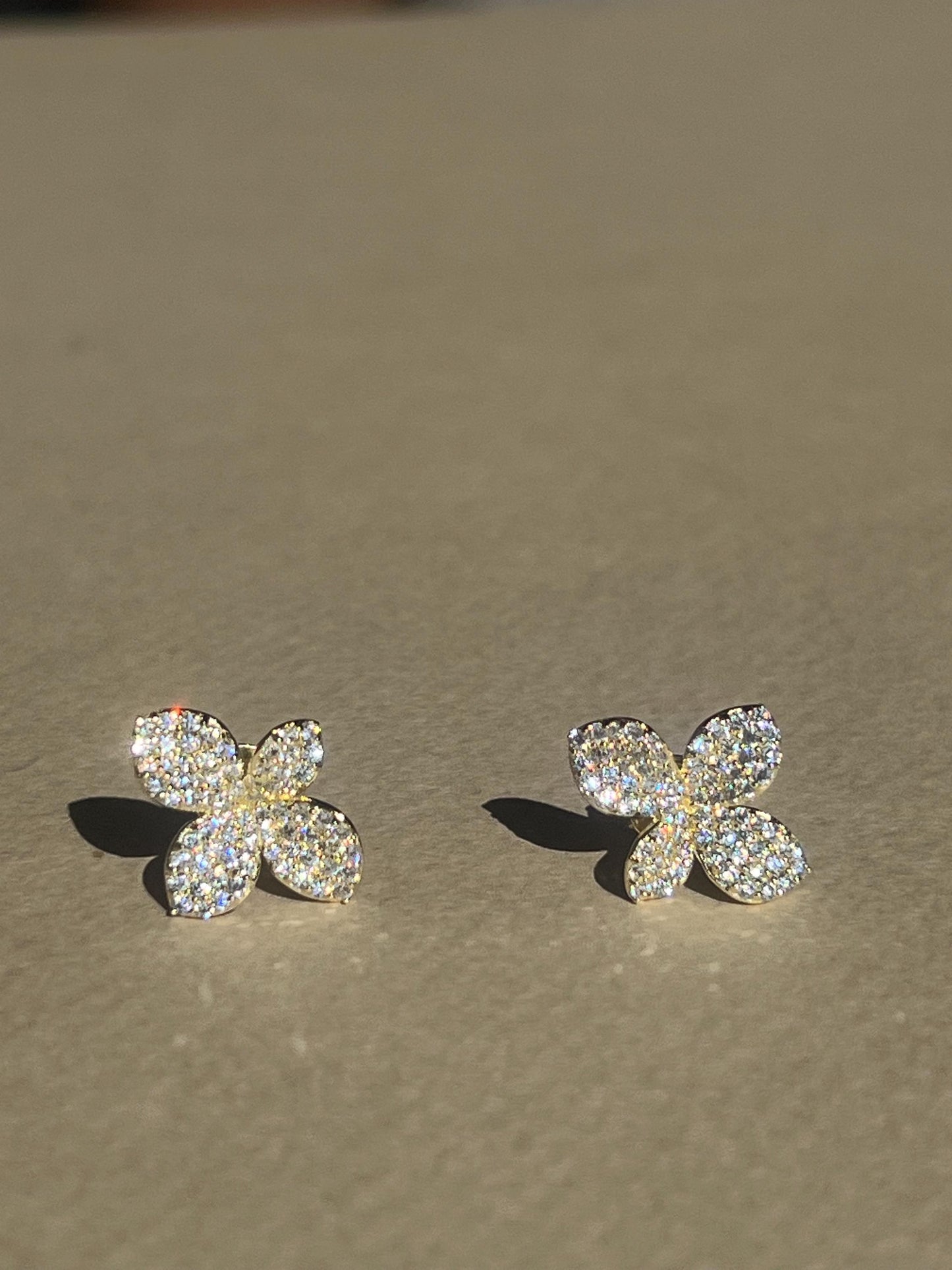 Bridal flower earrings wedding day earrings flower gold plated sterling silver earring bridesmaid earring blossom earrings designer earring