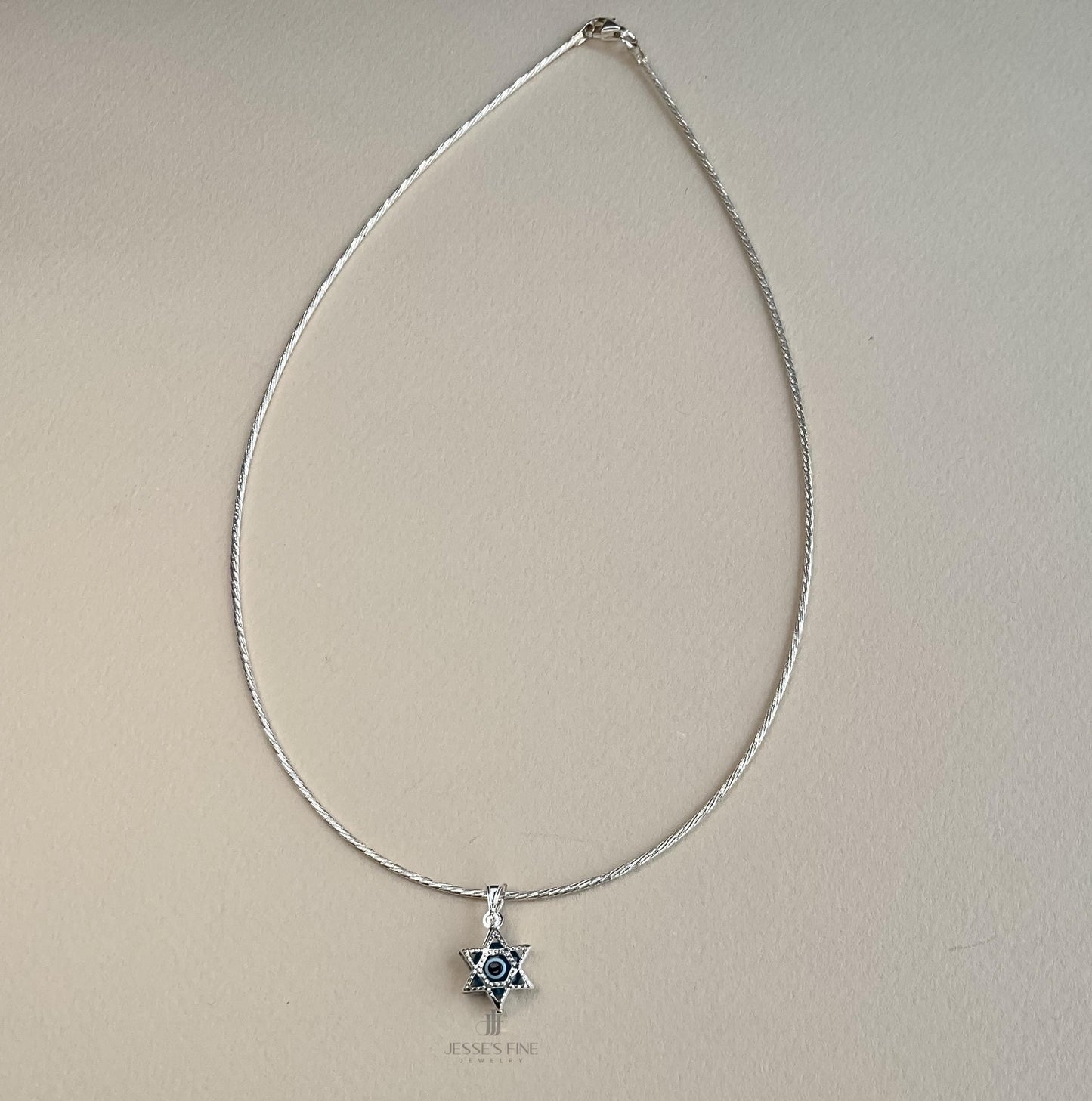 White Star of David pendant blue yellow gold Star of David Jewish star charm Bat Mitzvah Gift Evil eye David Mage pendant gift for Jewish