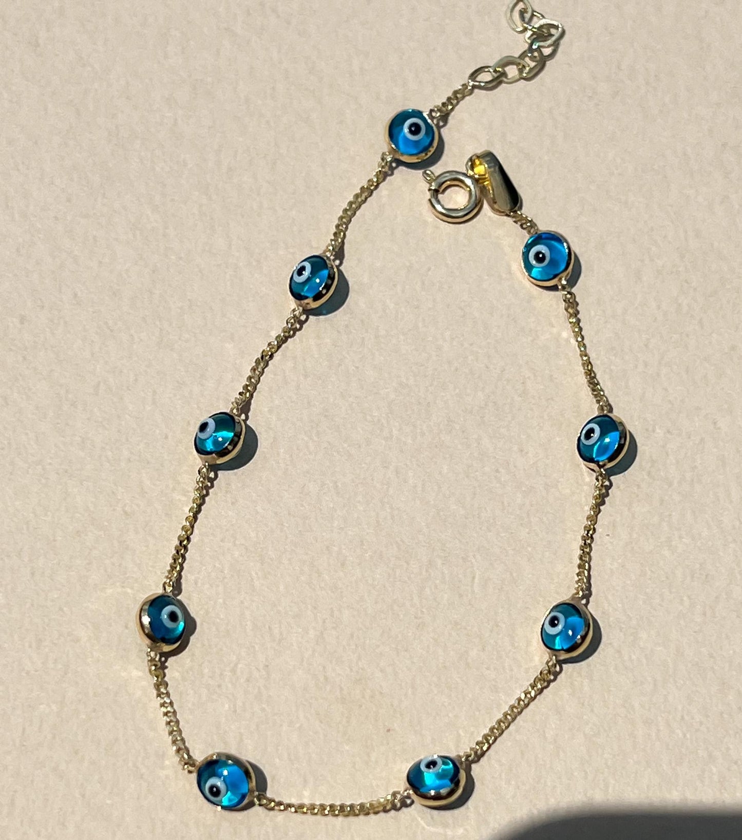 Dainty real gold Evil Eye Bracelet Tennis Bracelet 10k gold Bracelet Evil Eye  Dainty Evil Eye Charm Bracelet for her evil eye stacking