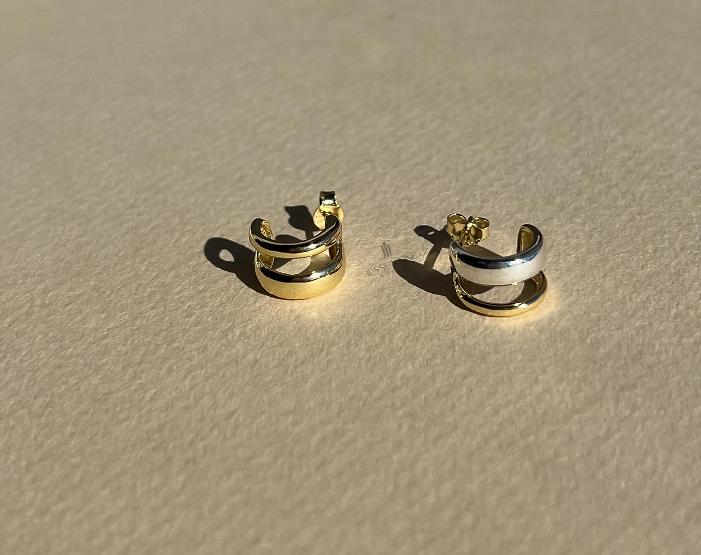 Mixed metal small hoop two tone silver and gold hoop two tone open hoop gift for friend mixed metal hoops gold plated mini open hoop