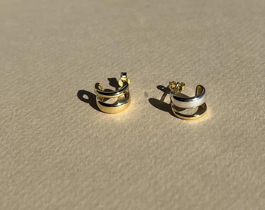 Mixed metal small hoop two tone silver and gold hoop two tone open hoop gift for friend mixed metal hoops gold plated mini open hoop