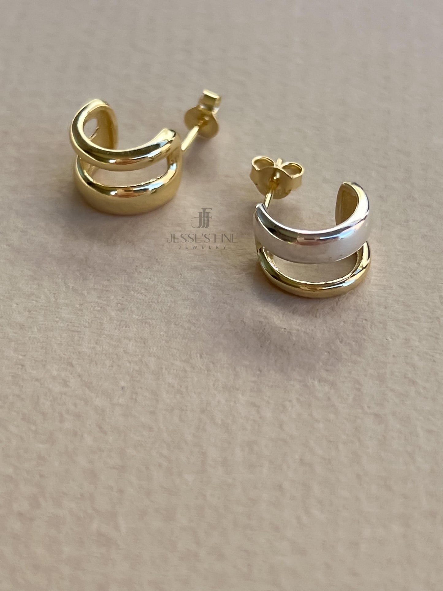 Mixed metal small hoop two tone silver and gold hoop two tone open hoop gift for friend mixed metal hoops gold plated mini open hoop