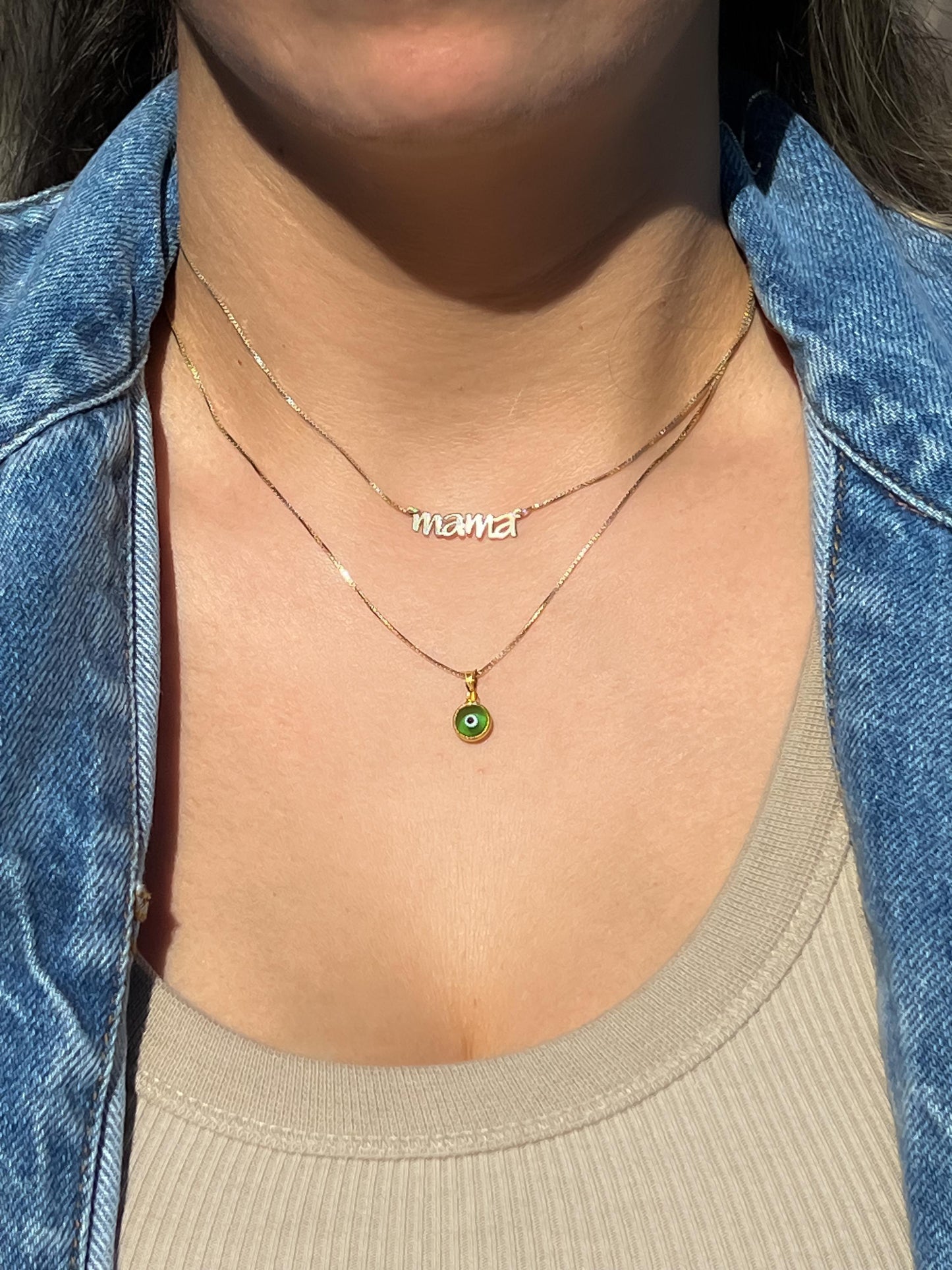 Bezel round dainty white Evil Eye puffed Pendant silver and gold plated Good Luck Round Protection Jewelry dainty Pendant amulet charm