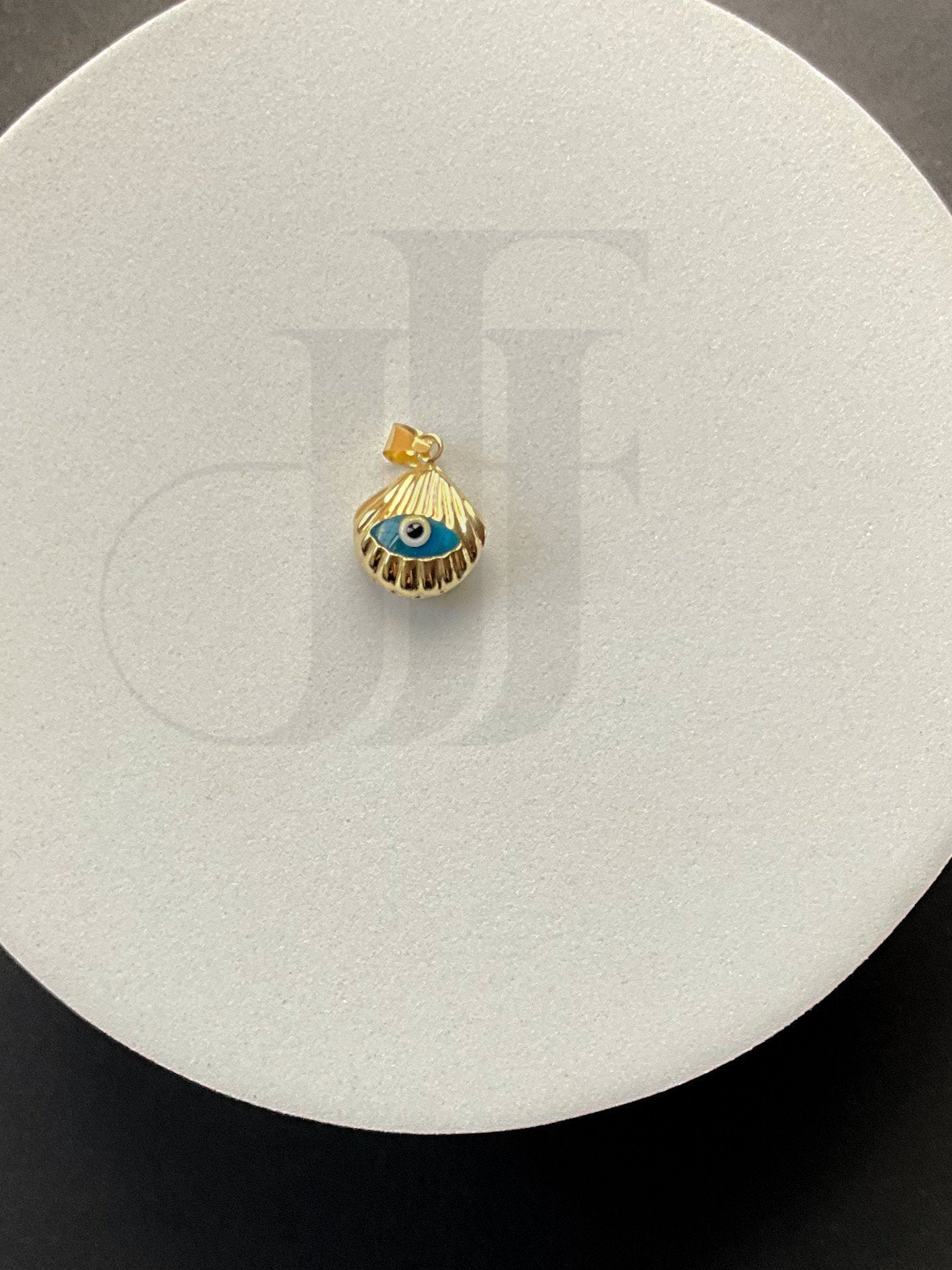 Gold seashell evil eye pendant third eye turquoise evil eye seashell pendant protection jewelry gift for her evil eye amulet Greek evil eye