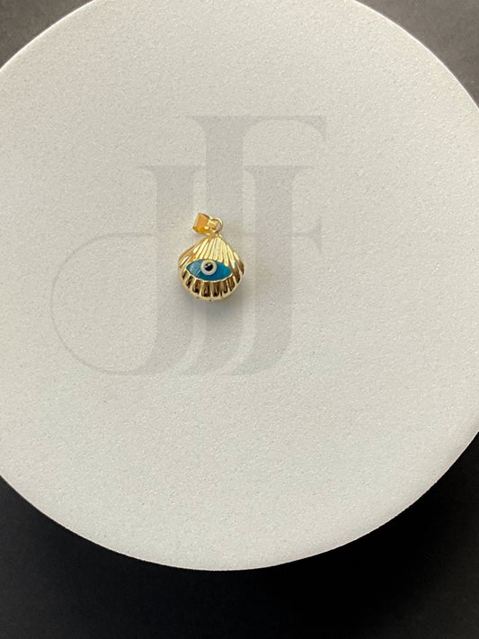 Gold seashell evil eye pendant third eye turquoise evil eye seashell pendant protection jewelry gift for her evil eye amulet Greek evil eye