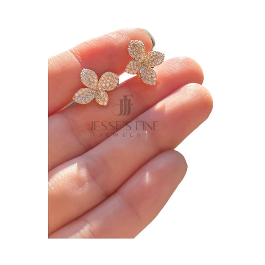 Bridal flower earrings wedding day earrings flower gold plated sterling silver earring bridesmaid earring blossom earrings designer earring