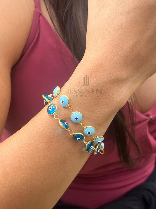 Bezel Evil eye tennis bracelet gold plated tennis turquoise evil eye bracelet light blue evil eye bracelet protection evil eye bracelet