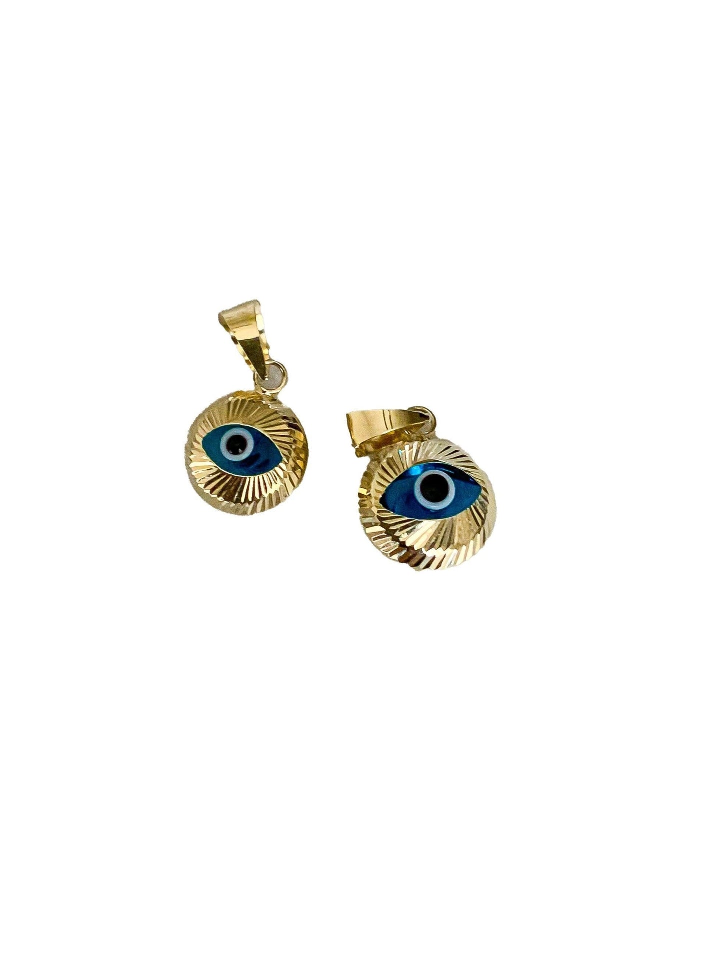 Nazar Puffed round evil eye pendant 14k rounded gold turquoise round ocean blue evil eye charm glass evil eye pendant amulet mal de ojo