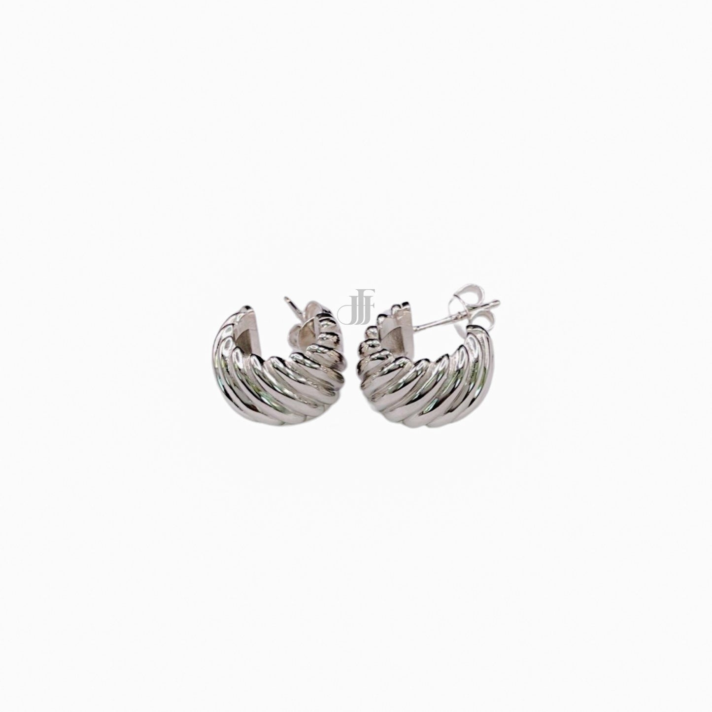 Cable rope sterling silver hoop earrings croissant hoop earrings unique hoop earrings gift for friend gold statement hoop earrings trendy