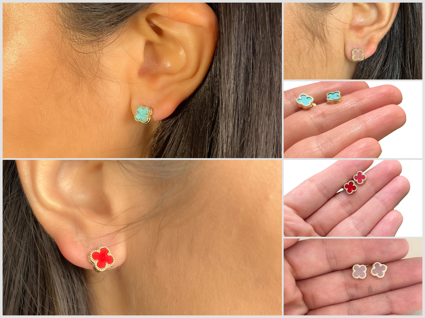 Mini clover earrings 10k gold red clover earrings