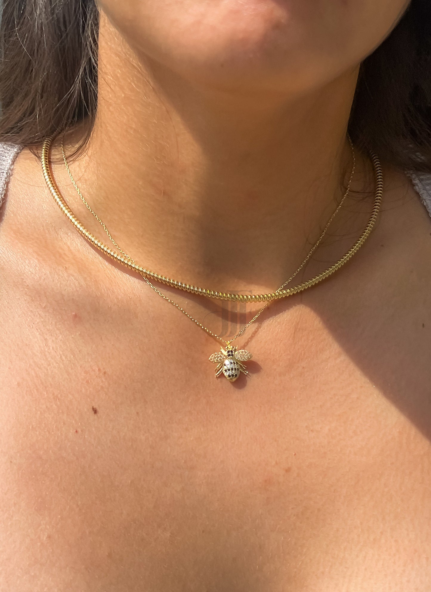 Bumblebee with black and white CZ stones dainty bee necklace animal luck charm necklace for bee lovers bee jewelry gift for young girl bee