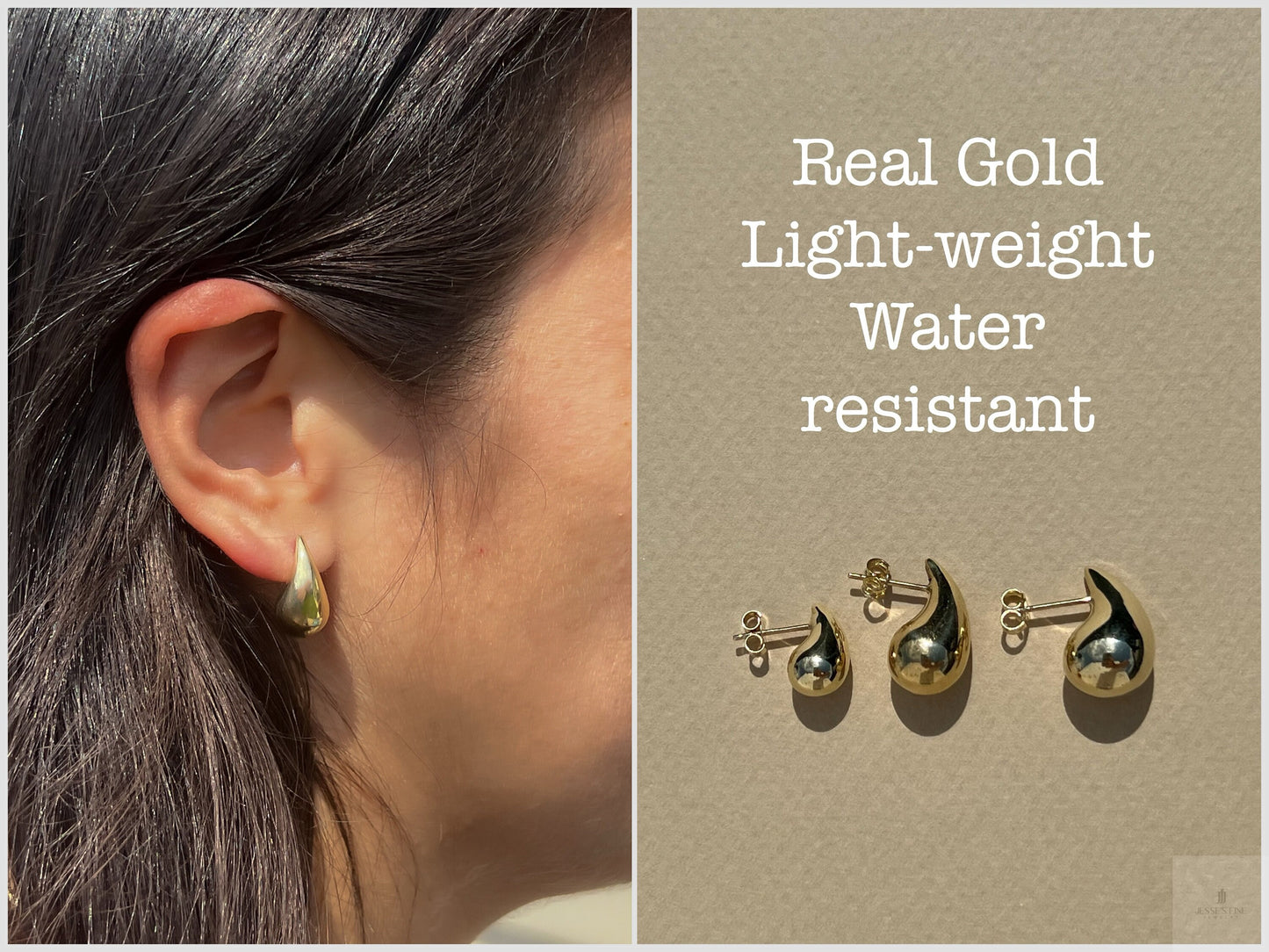 Gold Dupe teardrop earring 14k gold dome trendy hoop earring statement earring real gold dome statement earring gift for her gift for friend