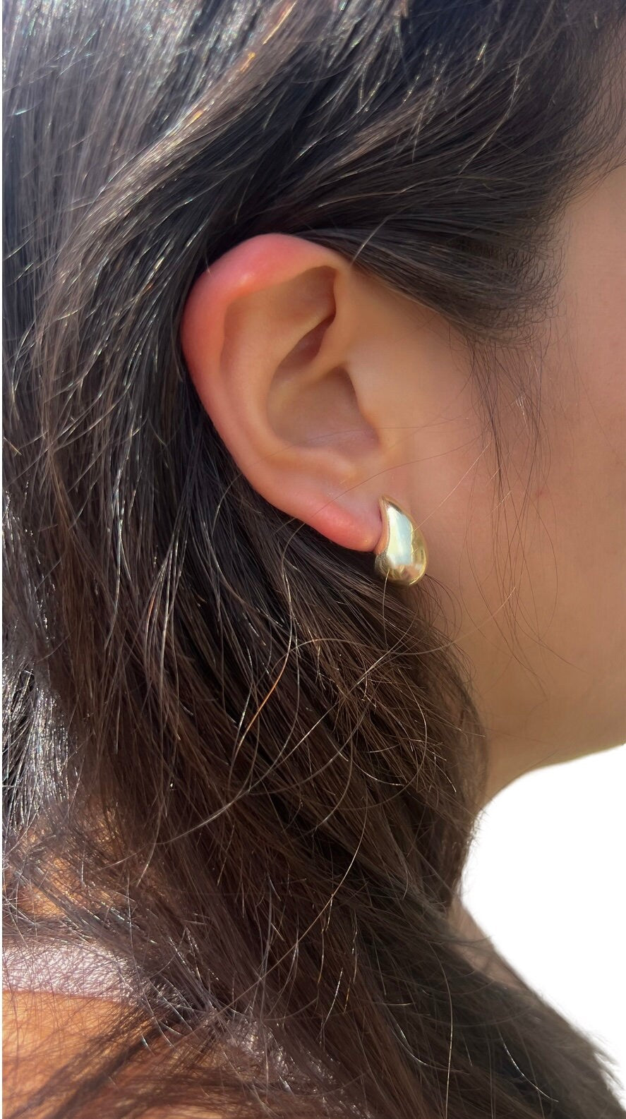 Gold Dupe teardrop earring 14k gold dome trendy hoop earring statement earring real gold dome statement earring gift for her gift for friend