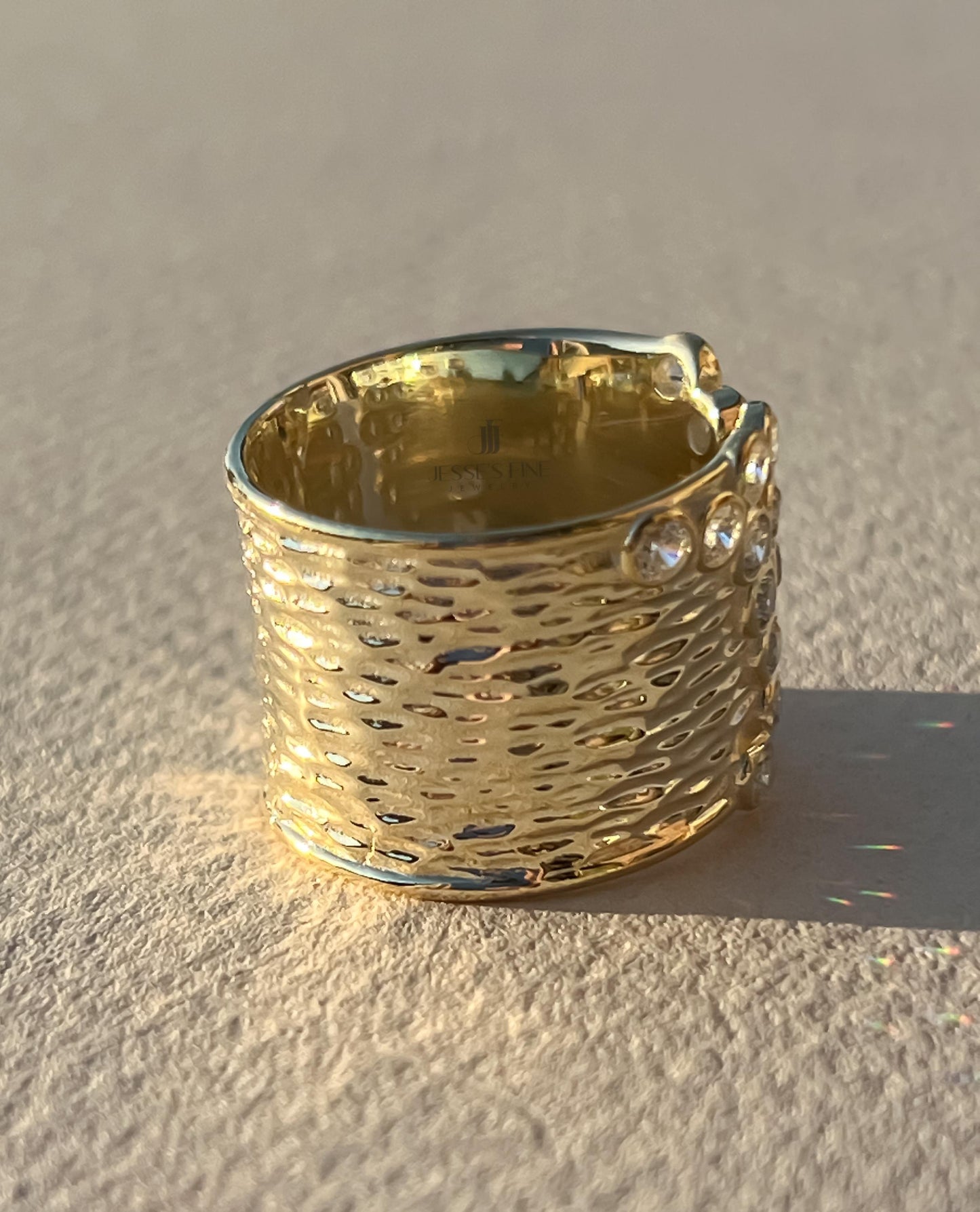 Thick hammered statement ring texture thick cigar style ring statement gold ring gift for her  western gold ring open ring adjustable ring