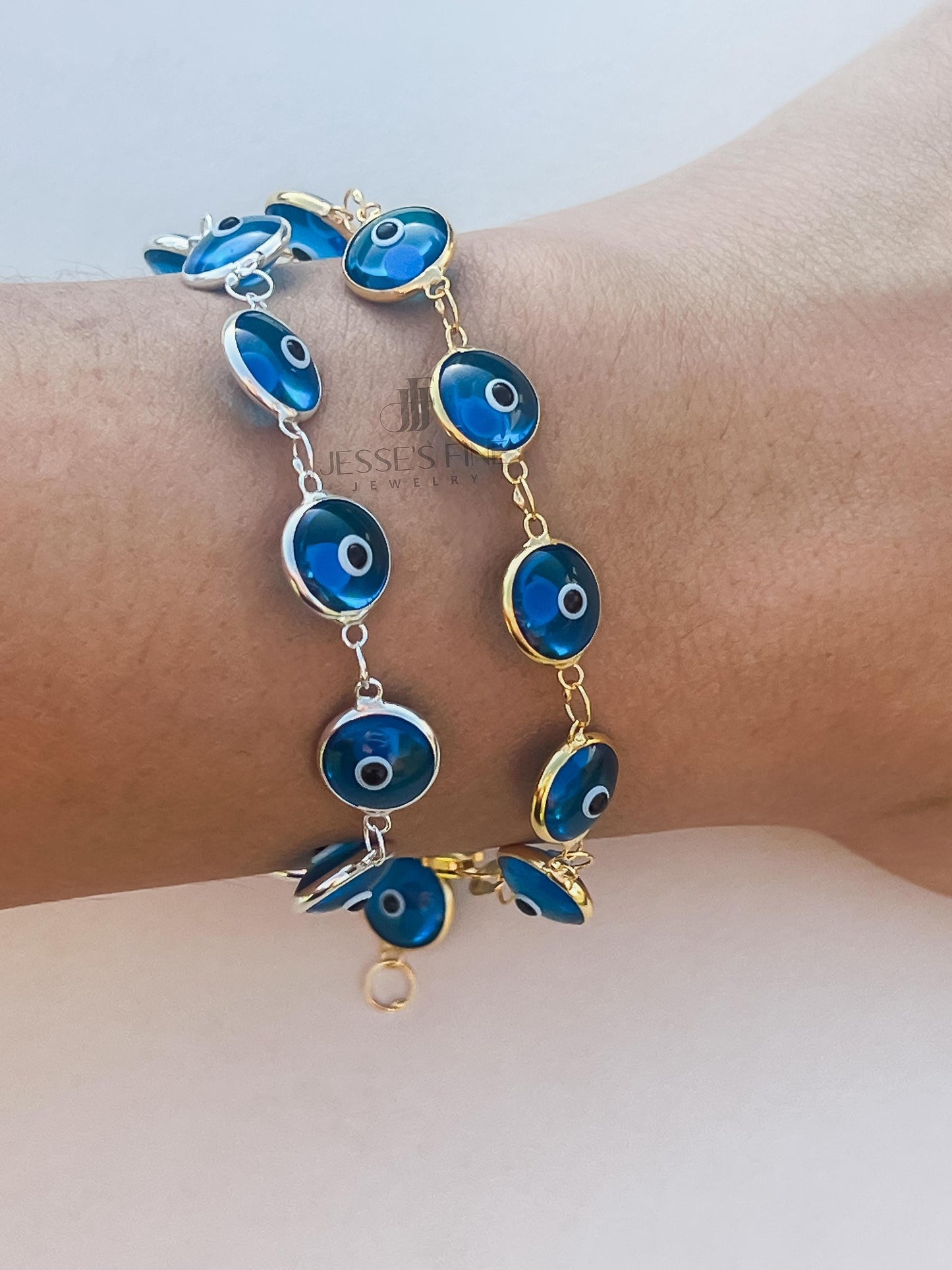 Blue Evil eye tennis bracelet gold plated tennis turquoise evil eye round glass light blue evil eye bracelet protection glass evil eye